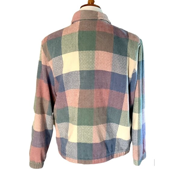Vintage 90's ALFRED DUNNER Pastel Plaid Grannycore Jacket Zip Front 14 P Petite - Picture 2 of 3
